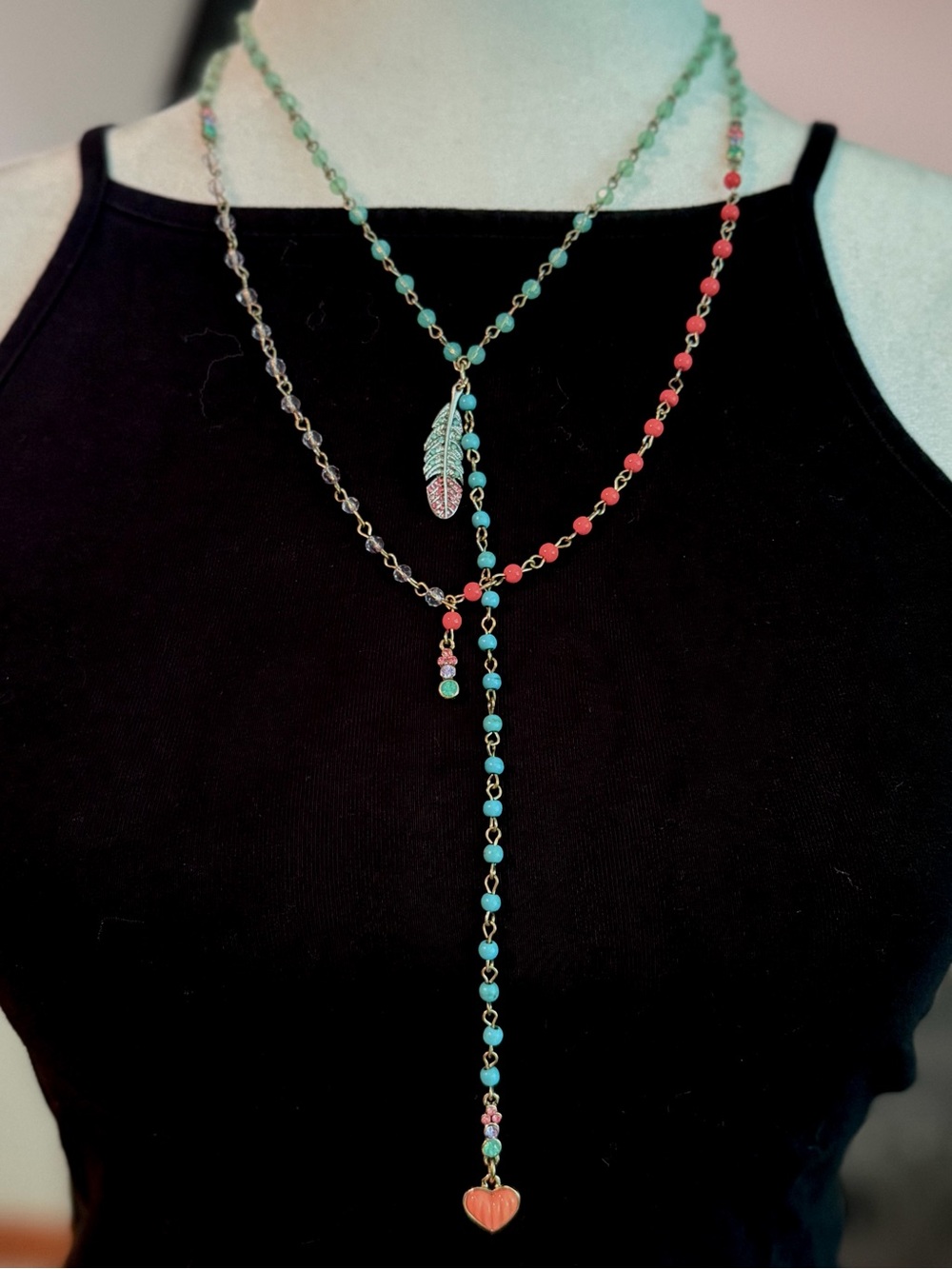 RARE Y2K Betsey Johnson Boho Illusion Necklace